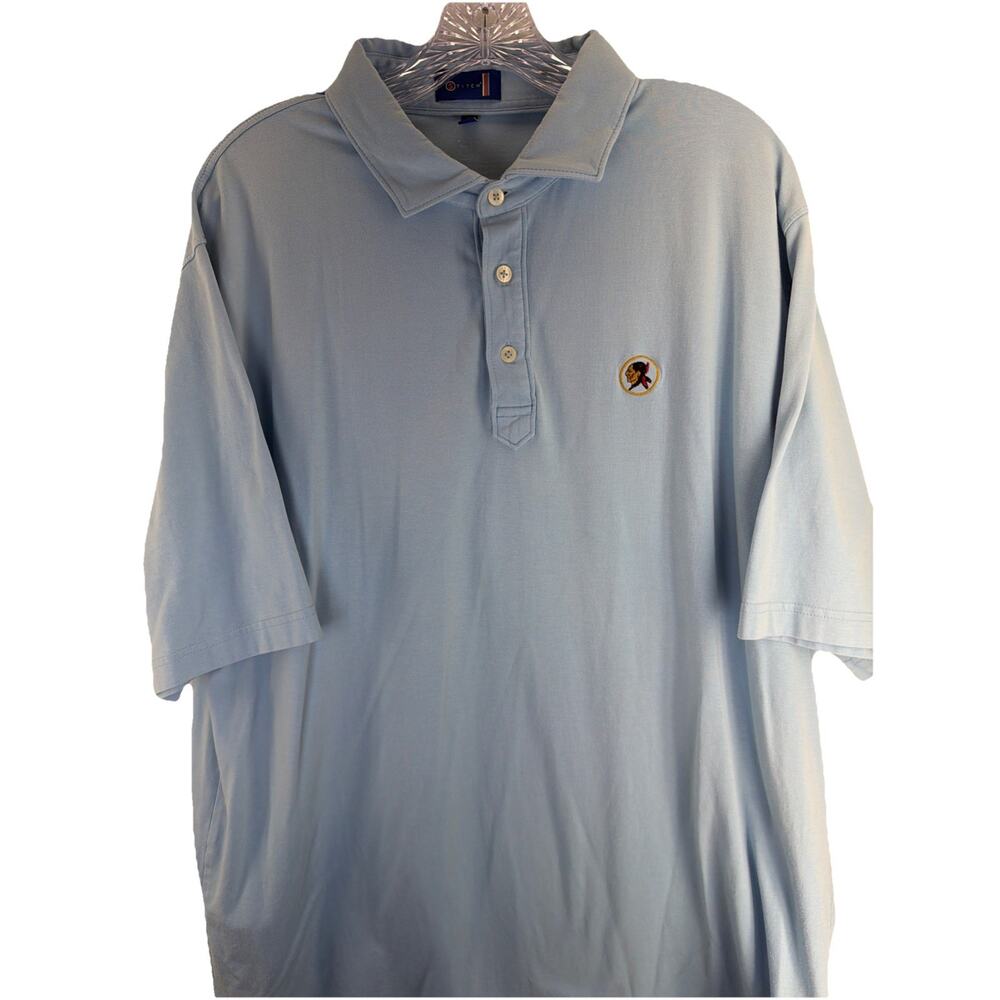 WASHINGTON REDSKINS XL Stitch Old Logo Polo Golf Shirt RARE MINT Embroidery Blue